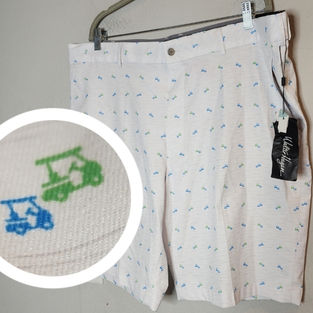 NWT Walter Hagen‎ 11 Golf Shorts Mini Golf Carts 10" Flat Front Size 42